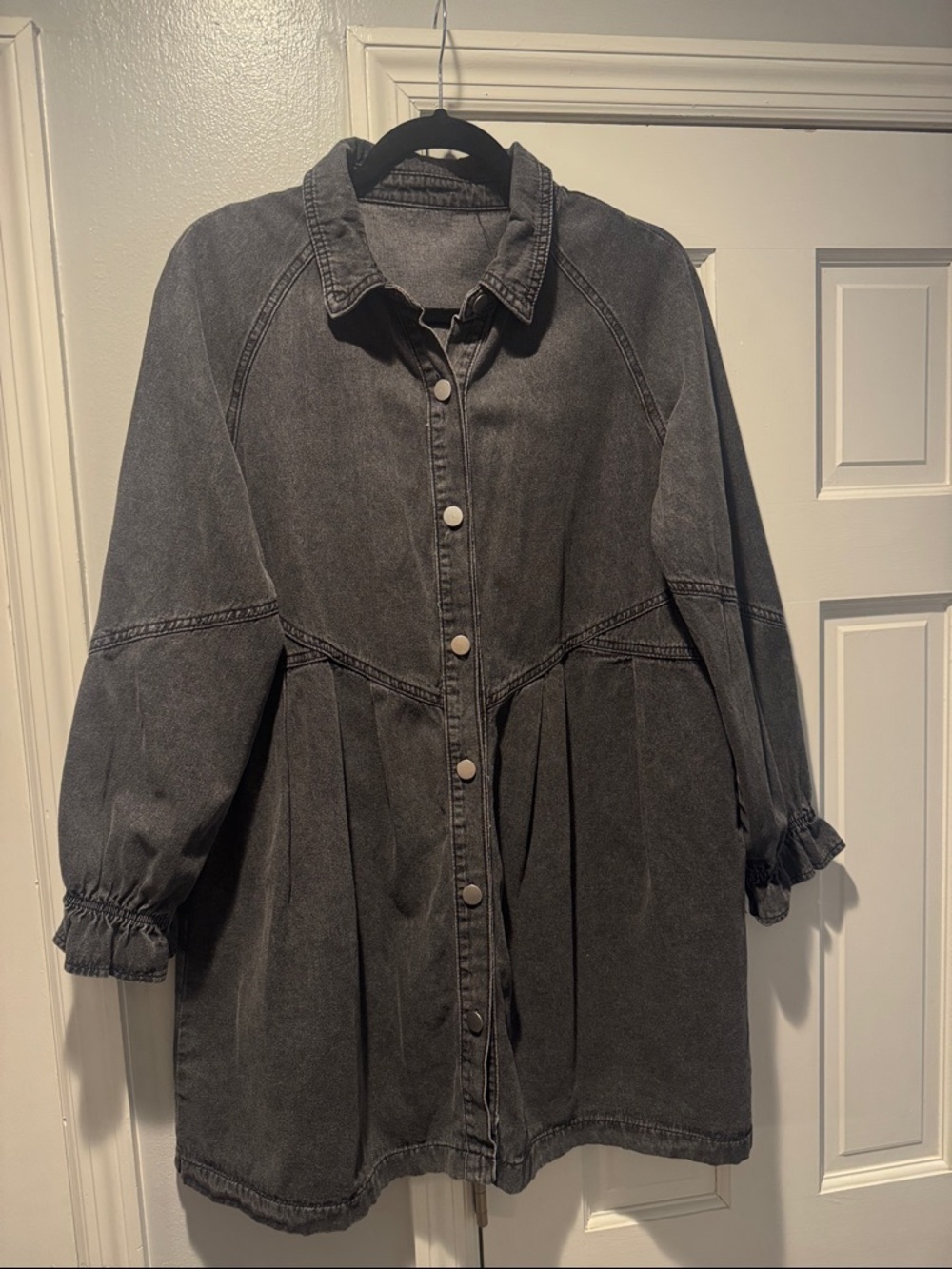 Washed Black Denim Button-Front tunic/dress